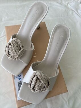 Billini Ivory Knotted Slide Mules